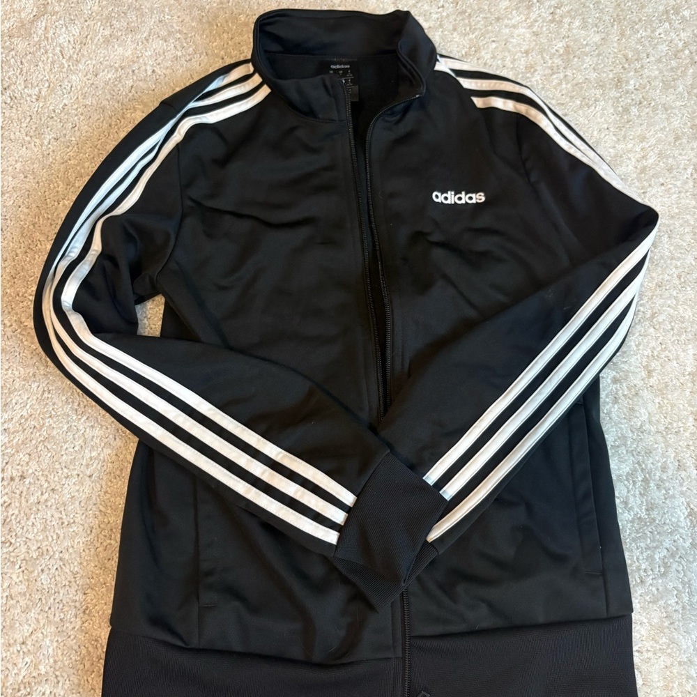 adidas Black Bomber Jacket with White Stripes